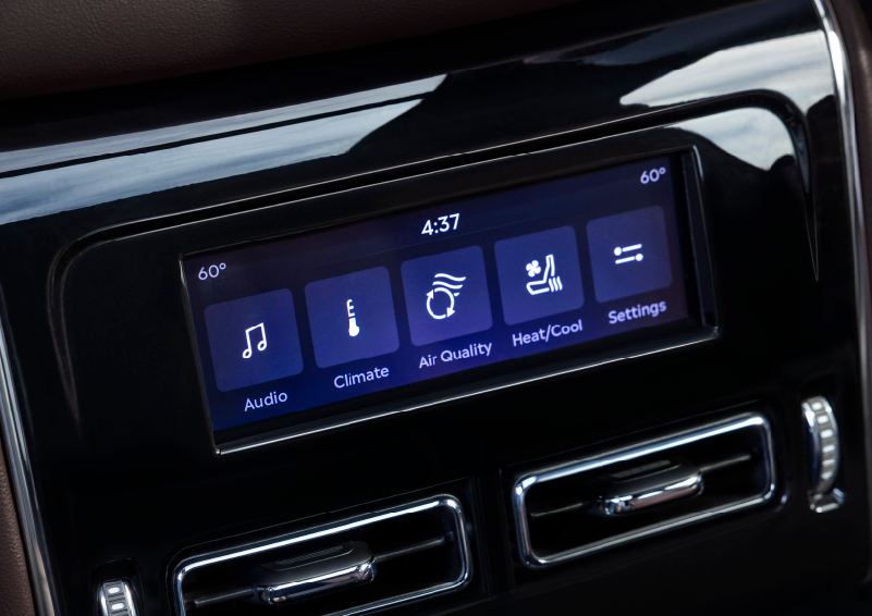 Driver controls like music, temperature, air quality, settings, and heat/cool seats are shown. | Empire Lincoln in Abingdon VA